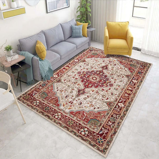 Stylish rectangular living room rug featuring floral Nordic design, perfect for enhancing modern home decor.