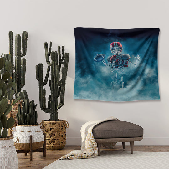 Skull-Themed Polyester Tapestry for Home Decor