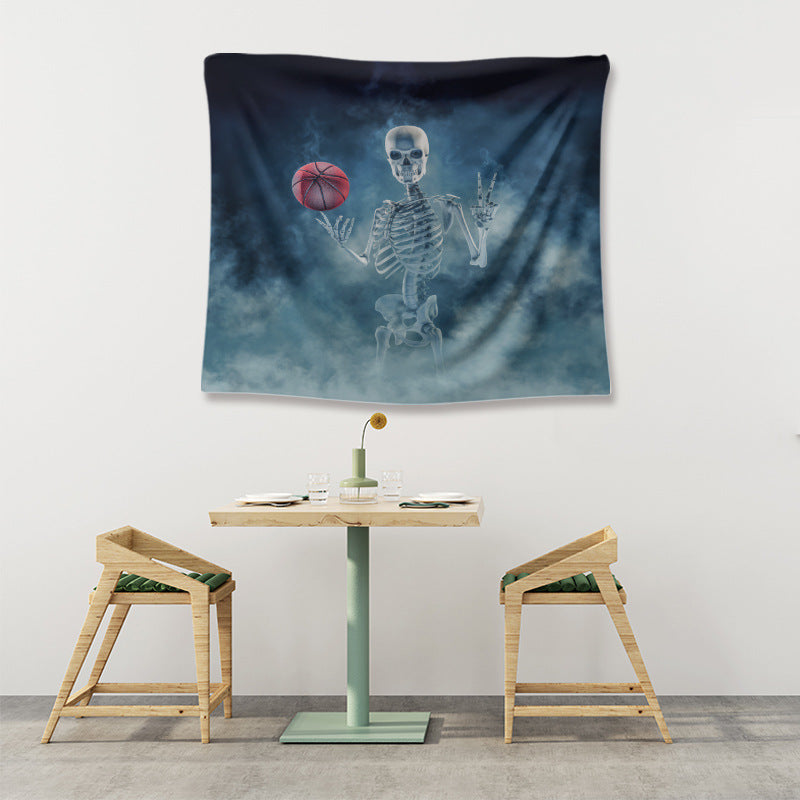 Skull-Themed Polyester Tapestry for Home Decor